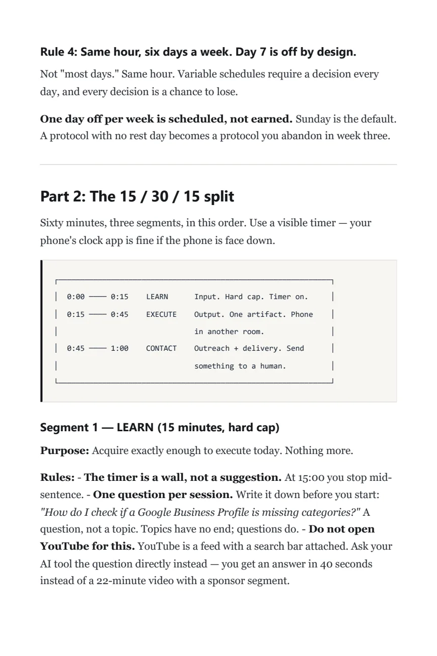 The 15/30/15 Daily Protocol Page
